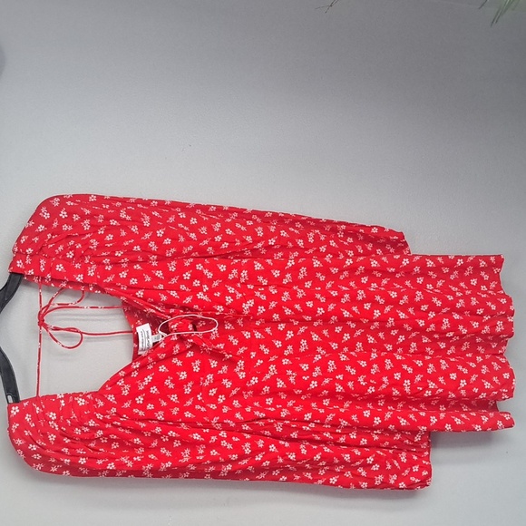 And Other Stories Red Floral Bow Smocked Women's Dress Size 4 NWOT - Picture 5 of 8